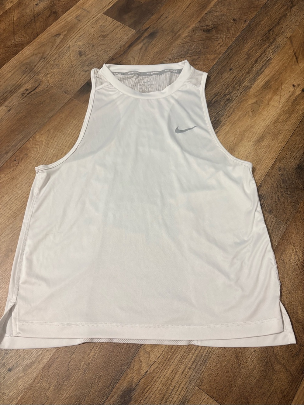 Nike Running Dri-FIT White Racerback Tank Top Mesh Athletic Workout Top
